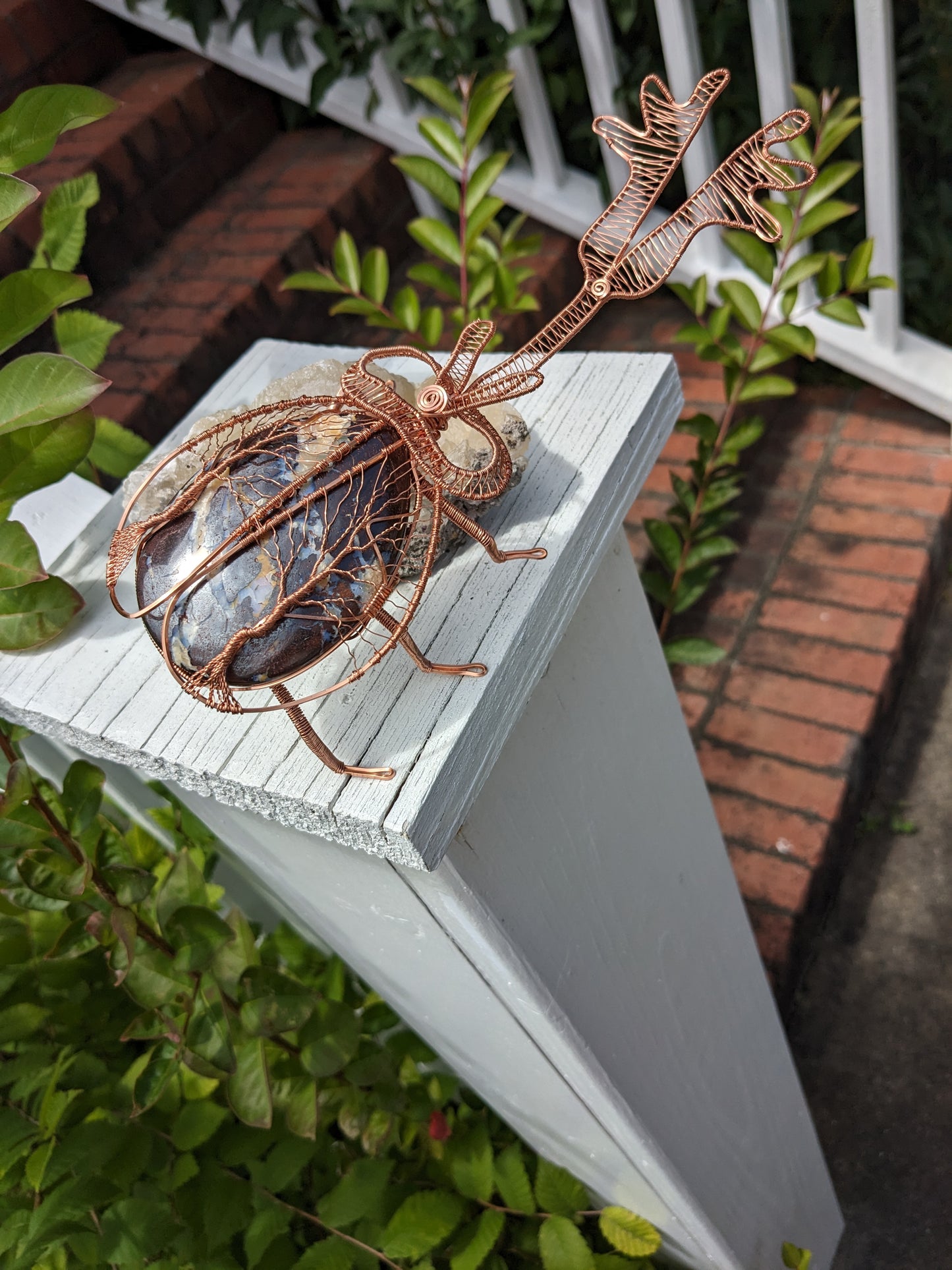 Copper Wire and Boulder Opal Beetle