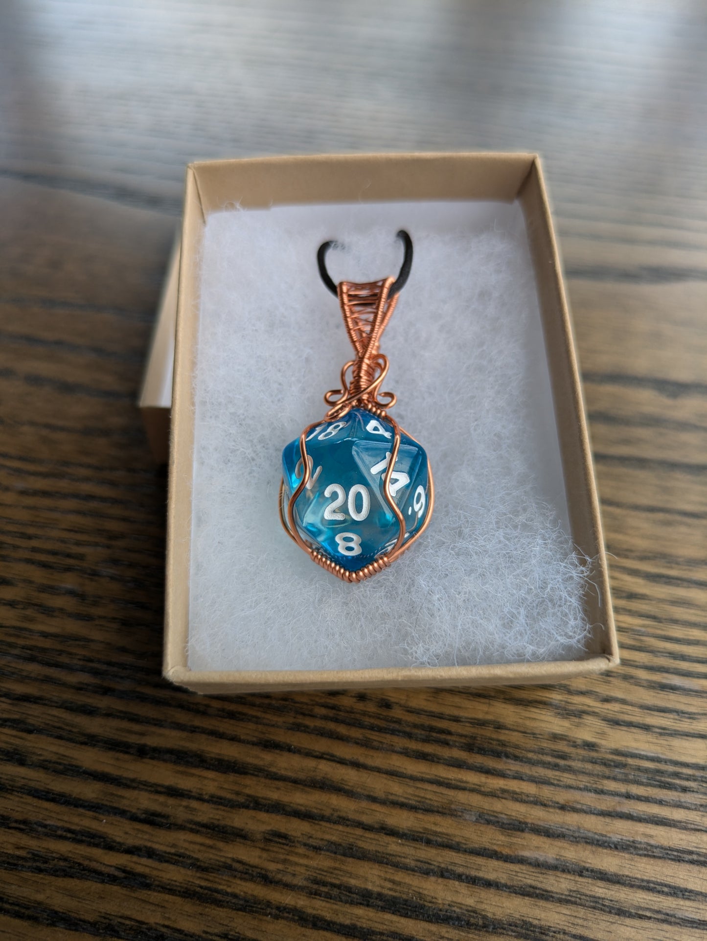 Transparent Blue D20 Pendant Necklace